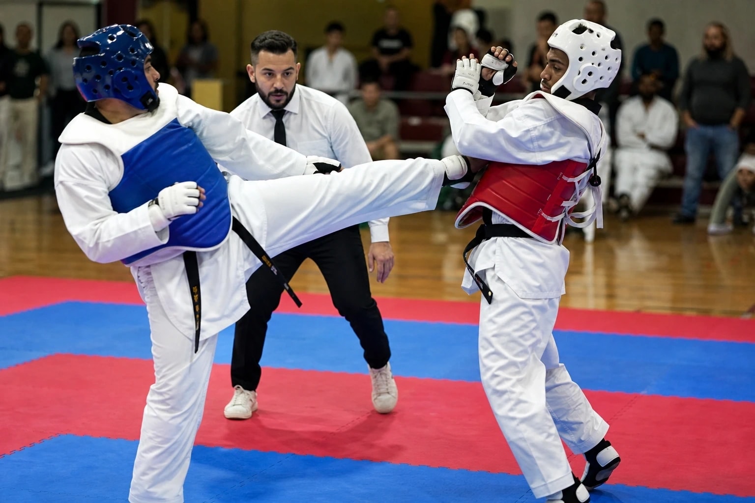 Athlètes de Taekwondo en pleine action