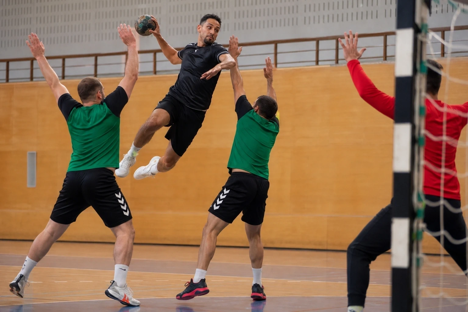 Athlètes de Handball en pleine action